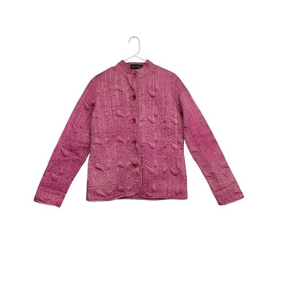 Vintage Donna Sharp Pink Quilted Button Up Jacket Size Large Lightweight - Picture 2 of 6
